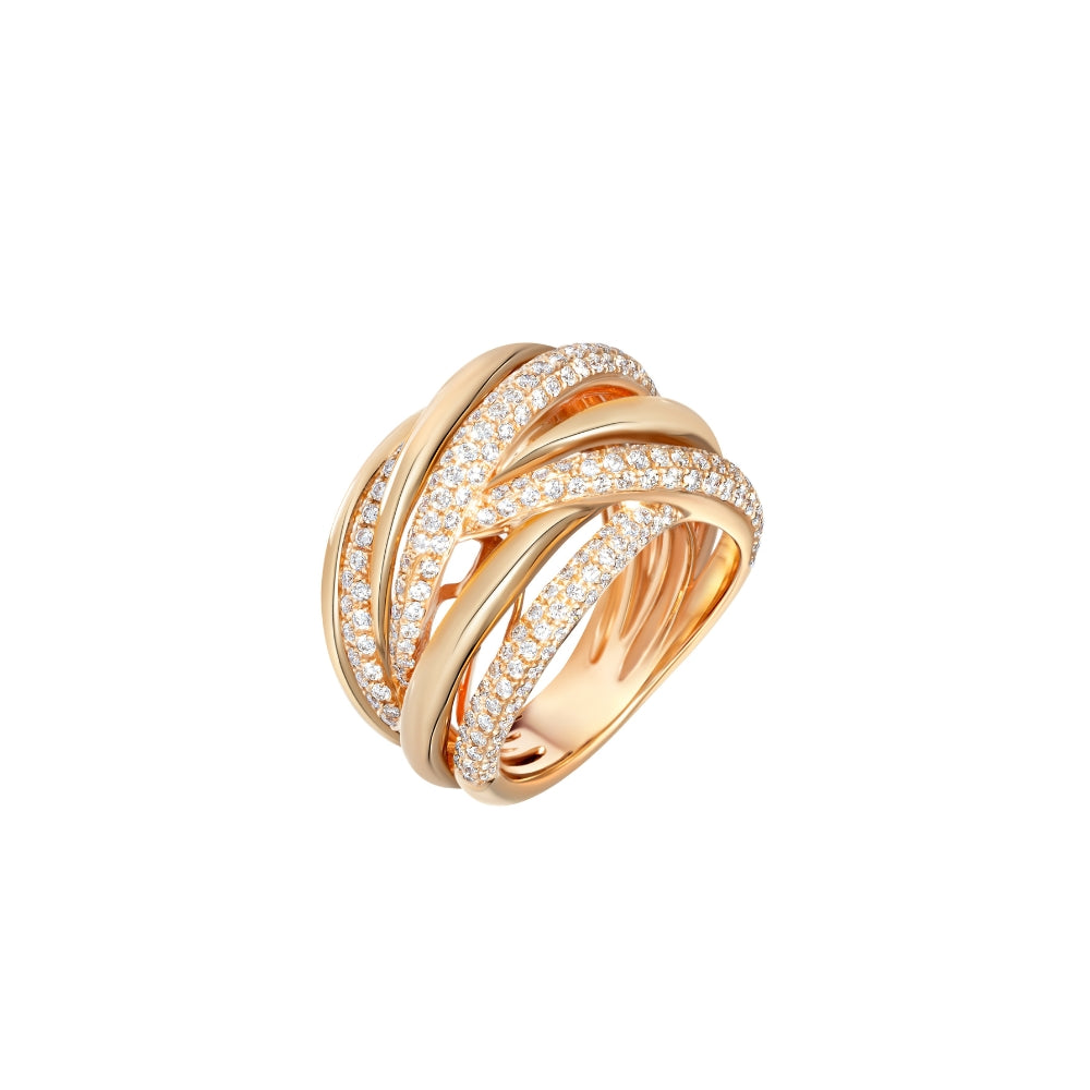 Crossover Diamond Rose Gold Ring