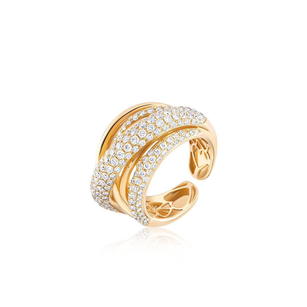 Crossover Yellow Gold Diamond Ring
