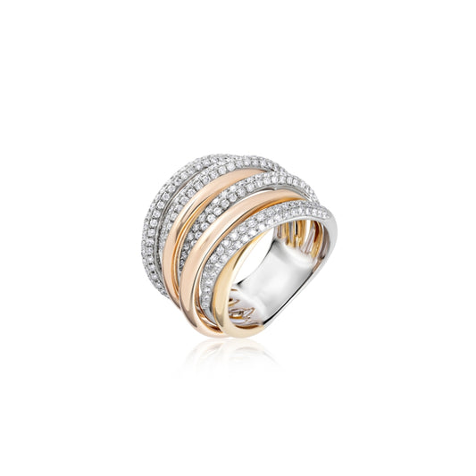 Crossover Yellow & White Gold Diamond Ring