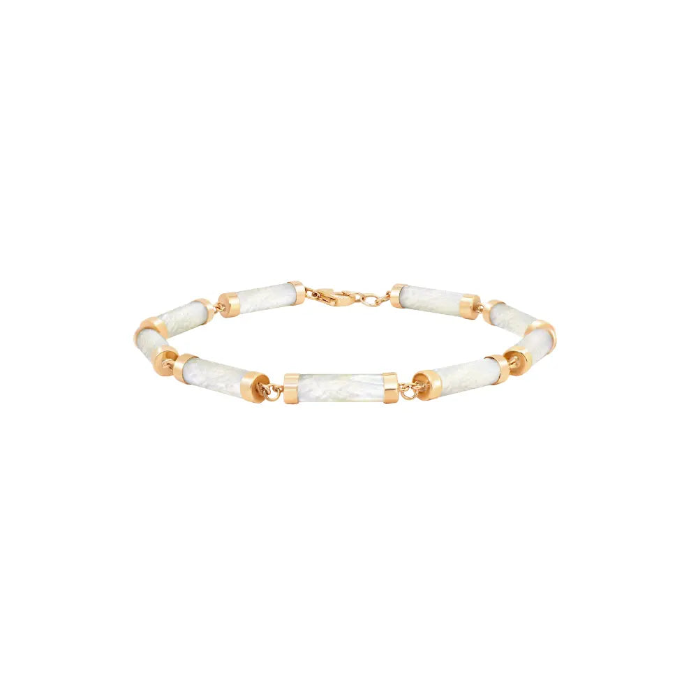 Cylinder Link Bracelet with Onyx or Mother of Pearl | JJ Jewelry Miami