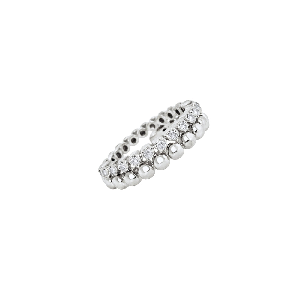 Diamond Beaded Flexible Stackable Ring in 14K Yellow or White Gold