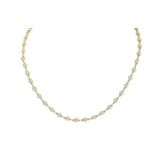 Diamond Bezel Spaced Necklace Princess Jewelry Shop