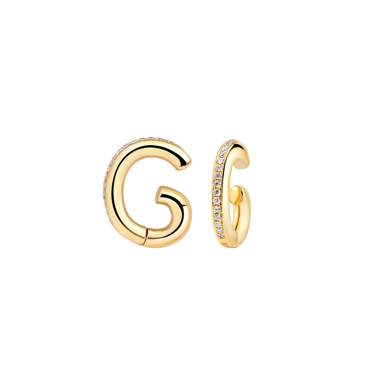 Diamond Circle Ear Clip Earrings in 18K Yellow Gold