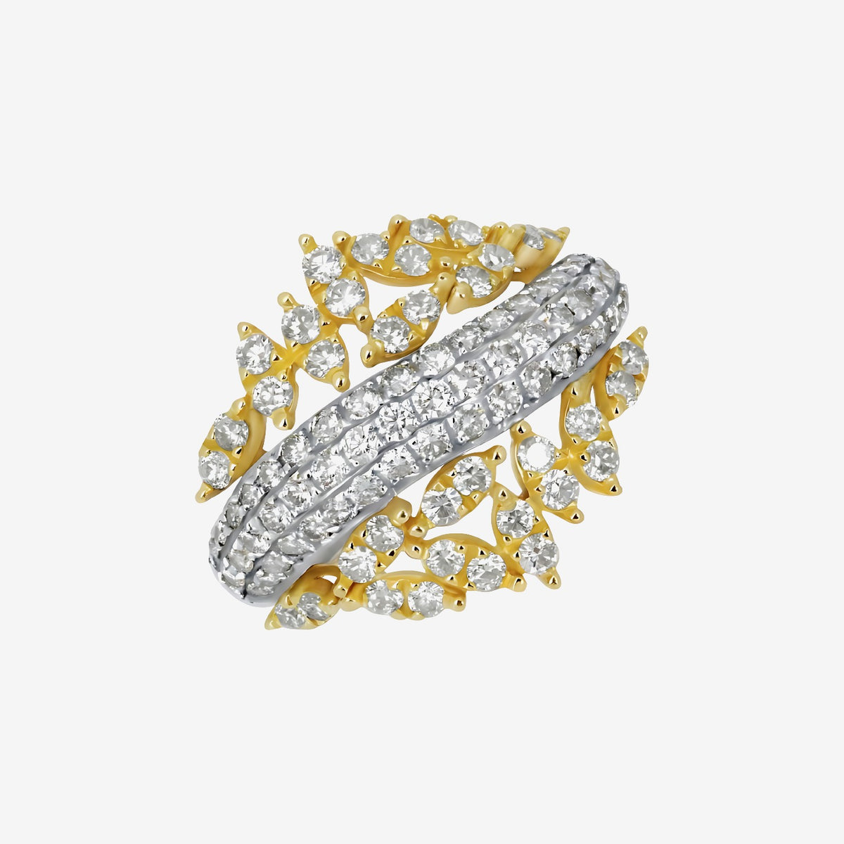 Diamond Crown Ring in 18K Two-Tone Gold | JJ Jewelry