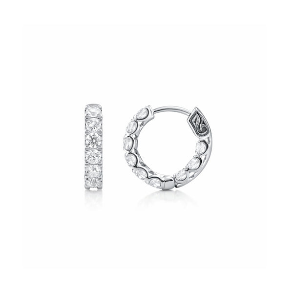 Diamond In & Out Hoop Earrings in 14K White Gold | JJ Jewelry Miami