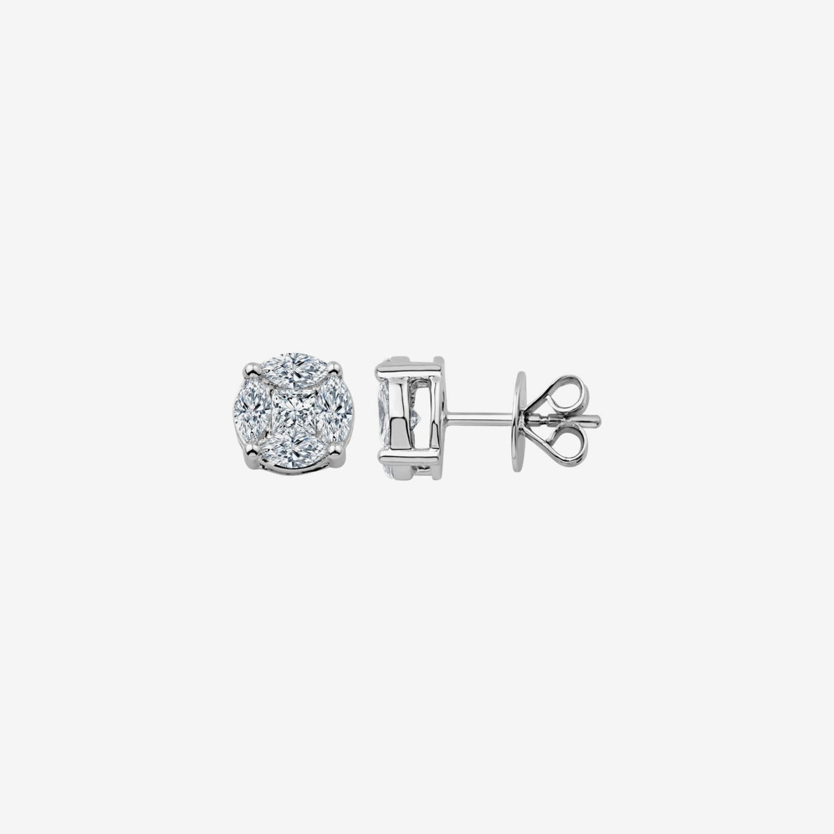 Diamond Miracle Mosaic Stud Earrings, gray background | JJ Jewelry Miami