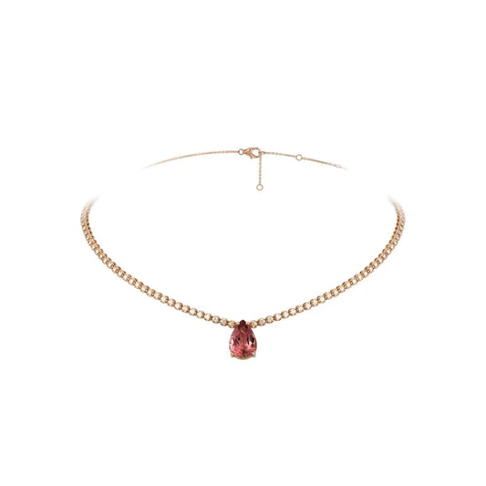 Diamond Necklace with Rubellite Pendant Princess Jewelry Shop