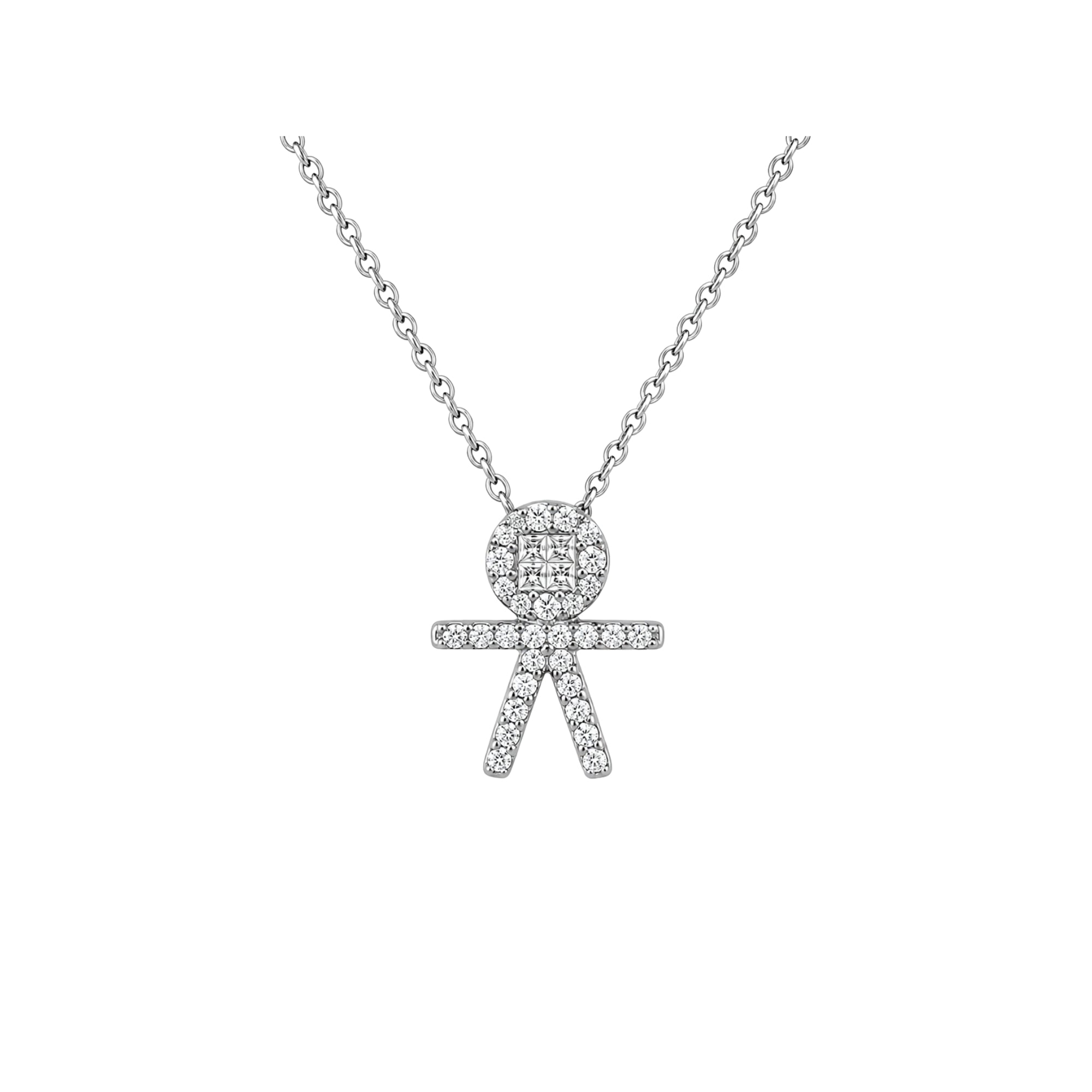 Diamond Pavé Boy Pendant Necklace in 18K Gold