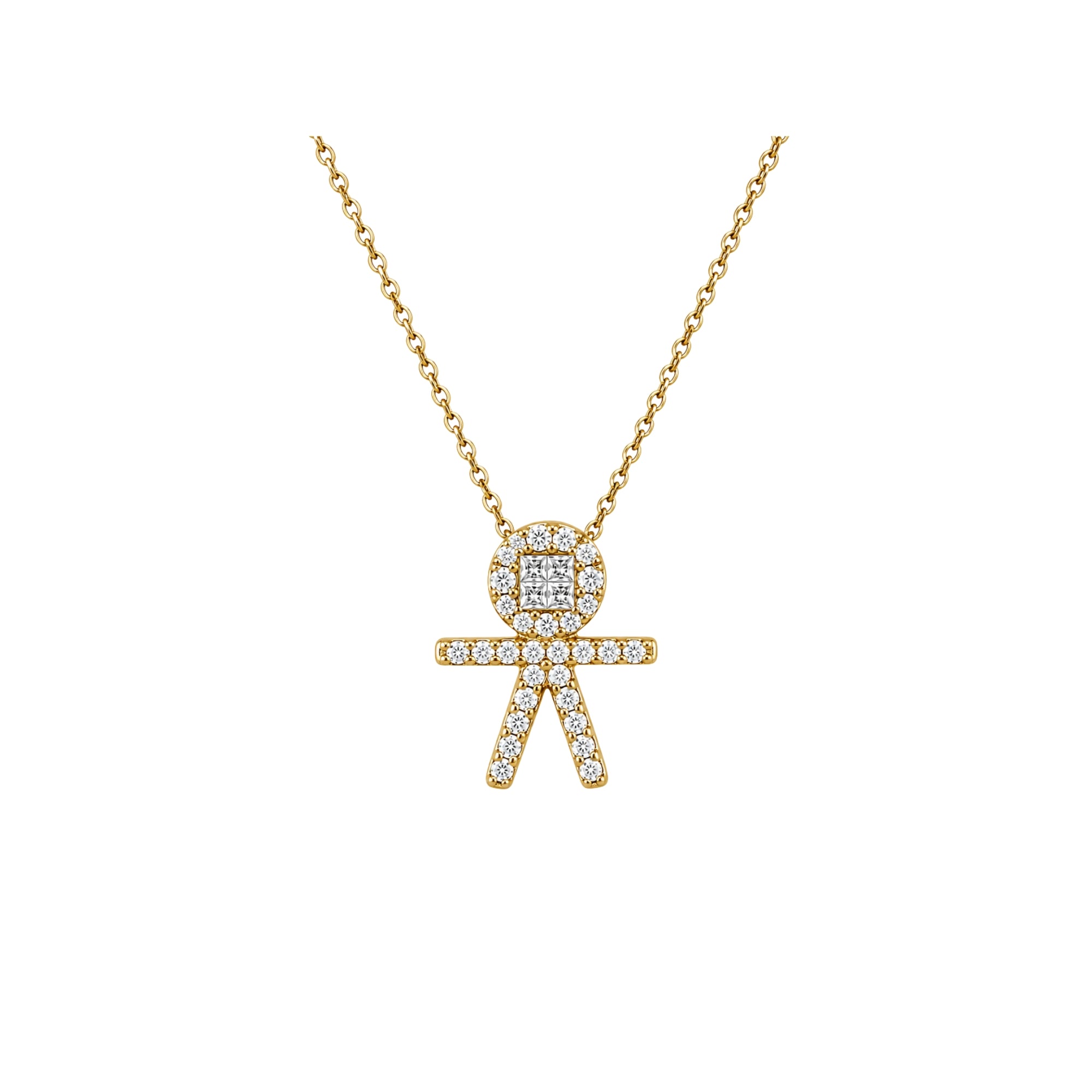 Diamond Pavé Boy Pendant Necklace in 18K Gold