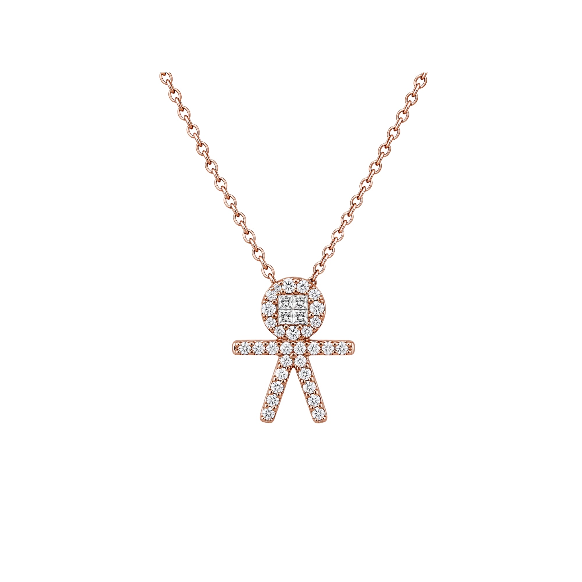 Diamond Pavé Boy Pendant Necklace in 18K Gold
