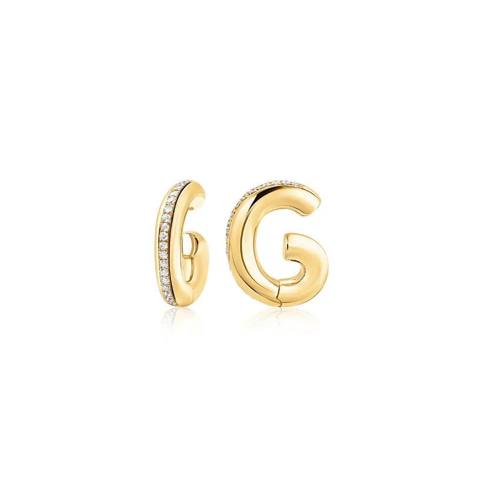   MIDDLE 1 LINE DIA LG EARCLIP D0.35 7G 18K Princess Jewelry Shop