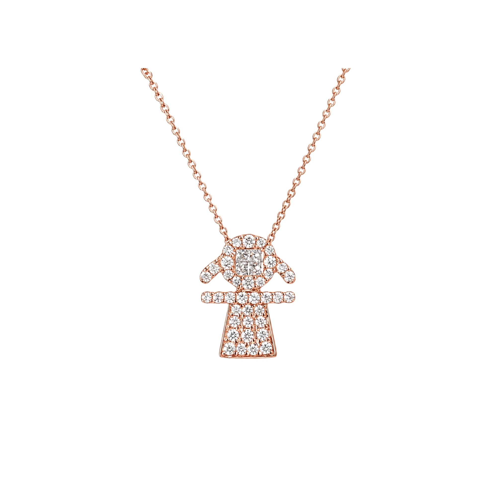Diamond Pavé Girl Silhouette Pendant Necklace in 18K Gold