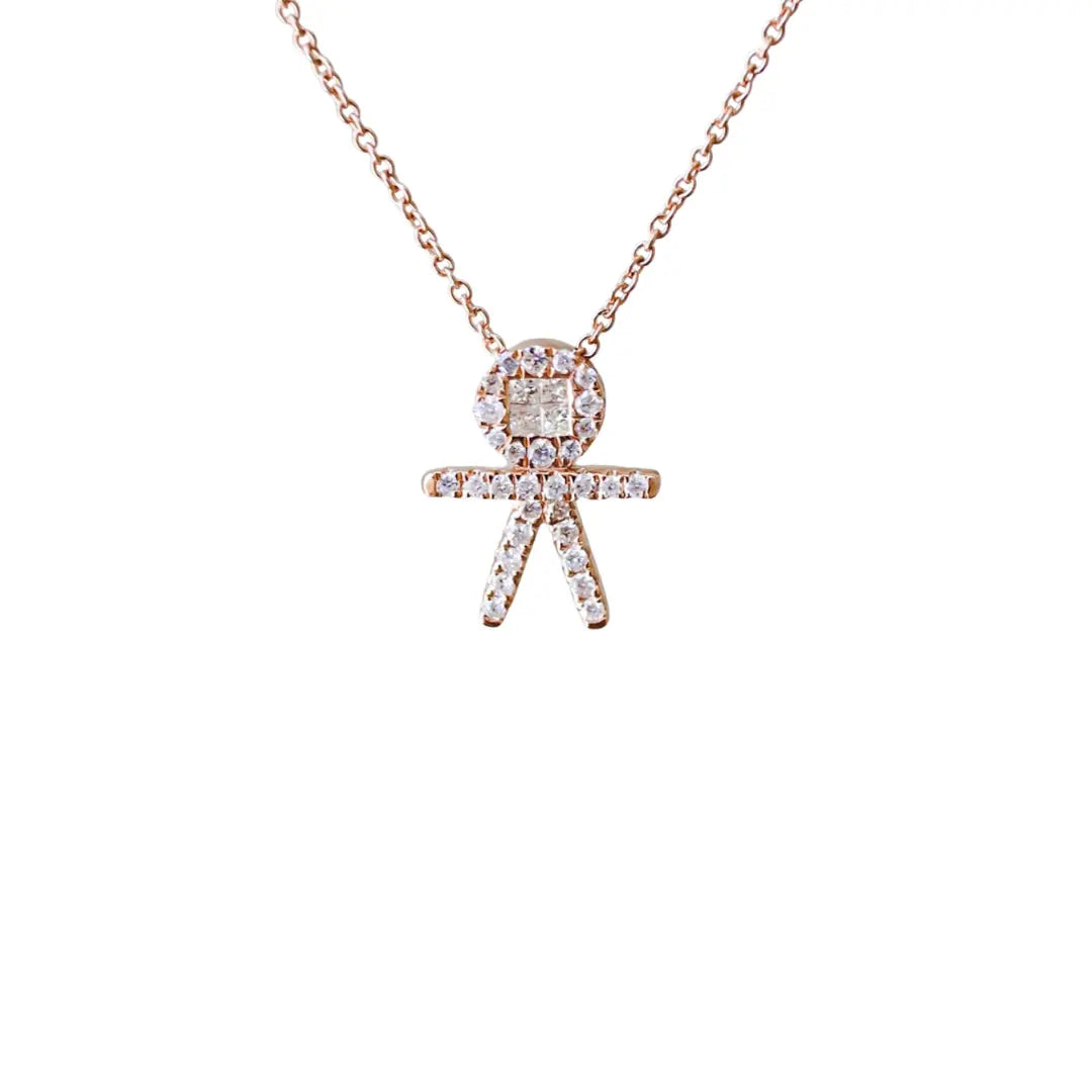 Diamond Pave Boy Pendant Chain Princess Jewelry Shop
