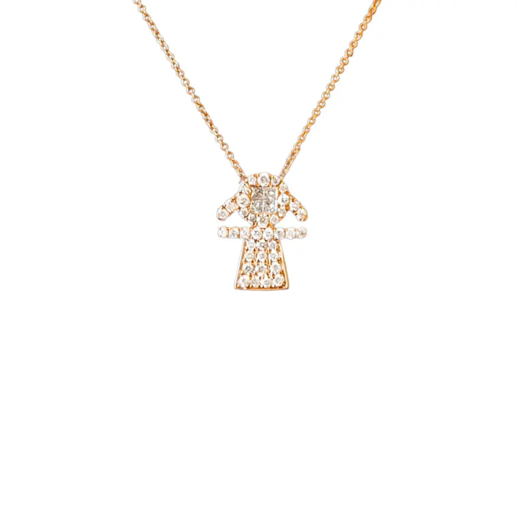 Diamond Pave Girl Pendant Chain Princess Jewelry Shop