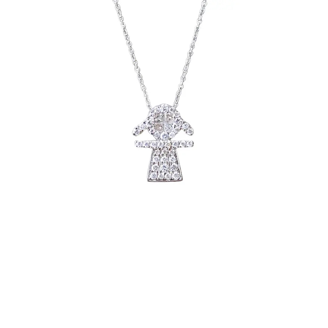 Diamond Pave Girl Pendant Chain Princess Jewelry Shop