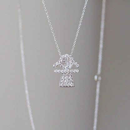 Diamond Pave Girl Pendant Chain Princess Jewelry Shop