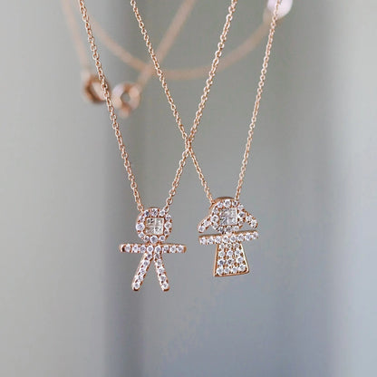 Diamond Pave Girl Pendant Chain Princess Jewelry Shop