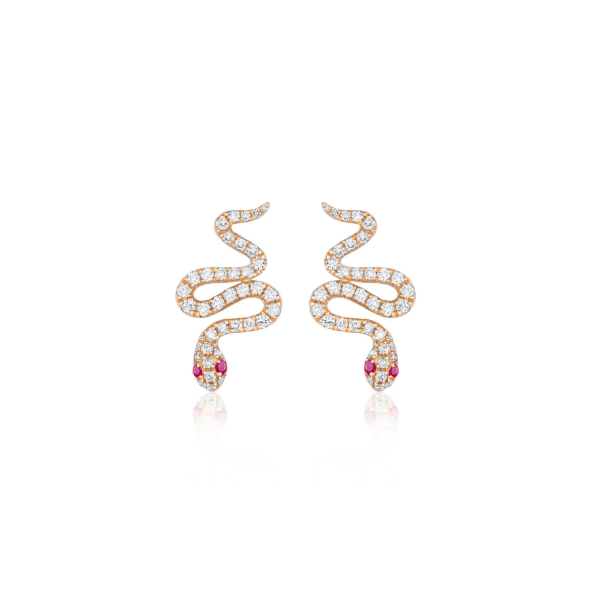 Diamond & Ruby Snake Earrings Princess Jewelry Shop