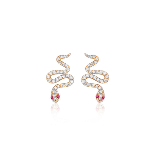 Diamond & Ruby Snake Earrings Princess Jewelry Shop