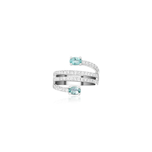 Diamonds and Tourmaline Coil Ring Princess Jewelry Shop