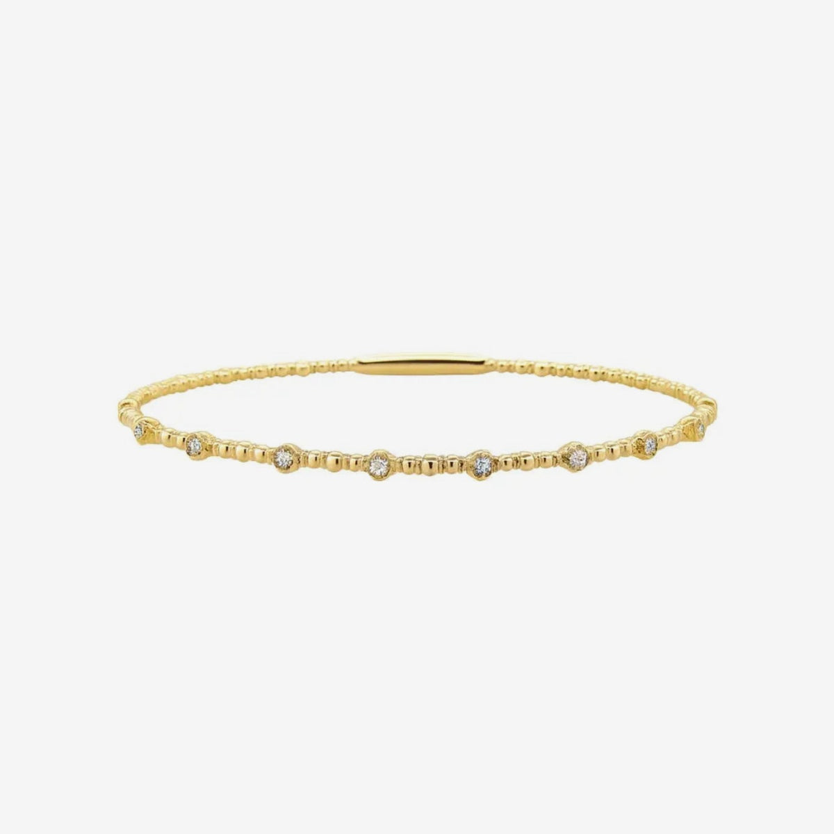 Dot Diamond Flexible Bangle in Yellow Gold | JJ Jewelry