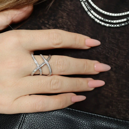 Double Cross Diamond Ring Princess Jewelry Shop