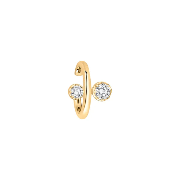 Double Diamond Ear Cuff in 18K Gold | JJ Jewelry Miami
