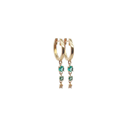 Double Emerald Dancing Hoop Earrings Princess Jewelry Shop