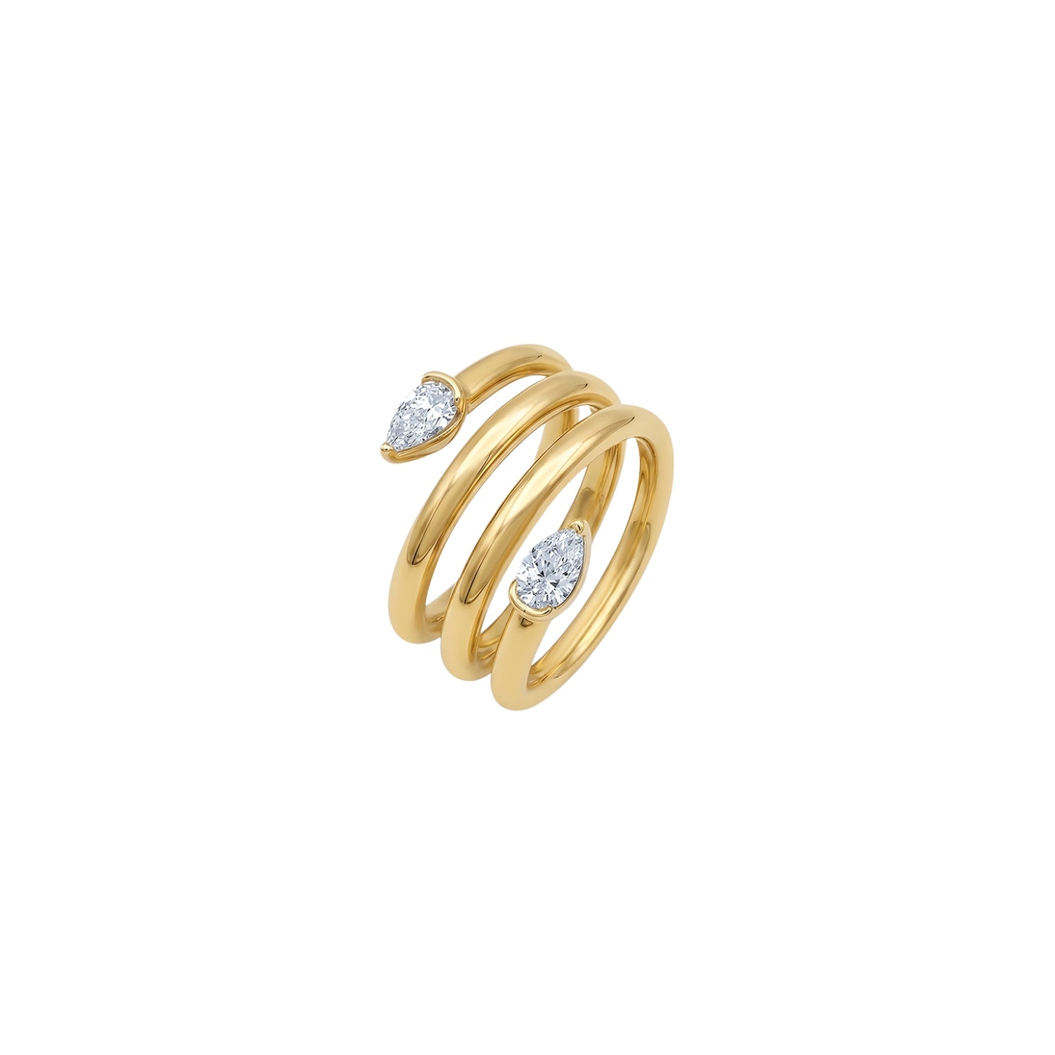 Double Pear Diamond Spiral Ring in 18K Yellow Gold