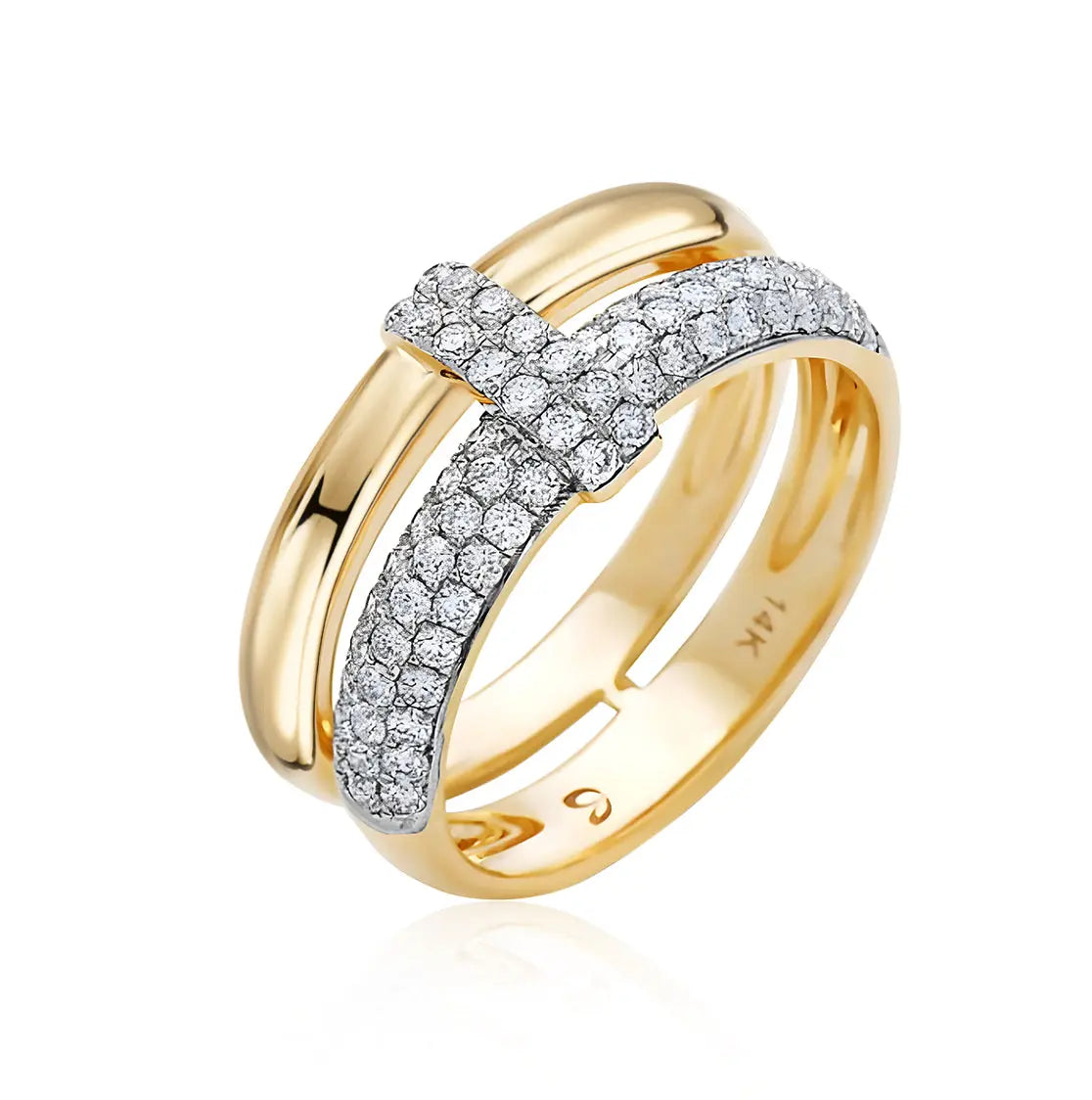   Double Row Pave Diamond T Ring Princess Jewelry Shop