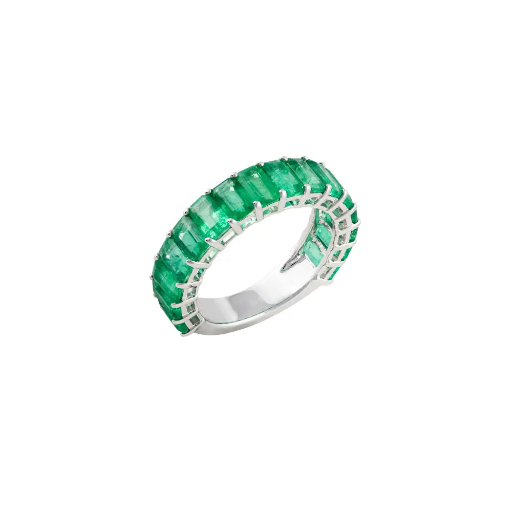   EMERALD HALF BQ RING EM4.76CT  18KW - AR1642 Princess Jewelry Shop