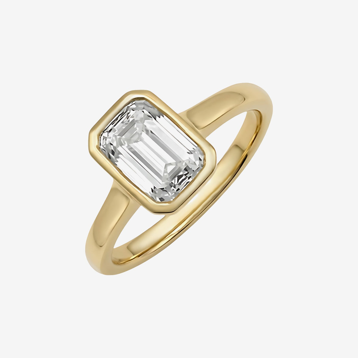 Emerald-Cut Diamond Pinky Ring in 18K Yellow Gold | JJ Jewelry