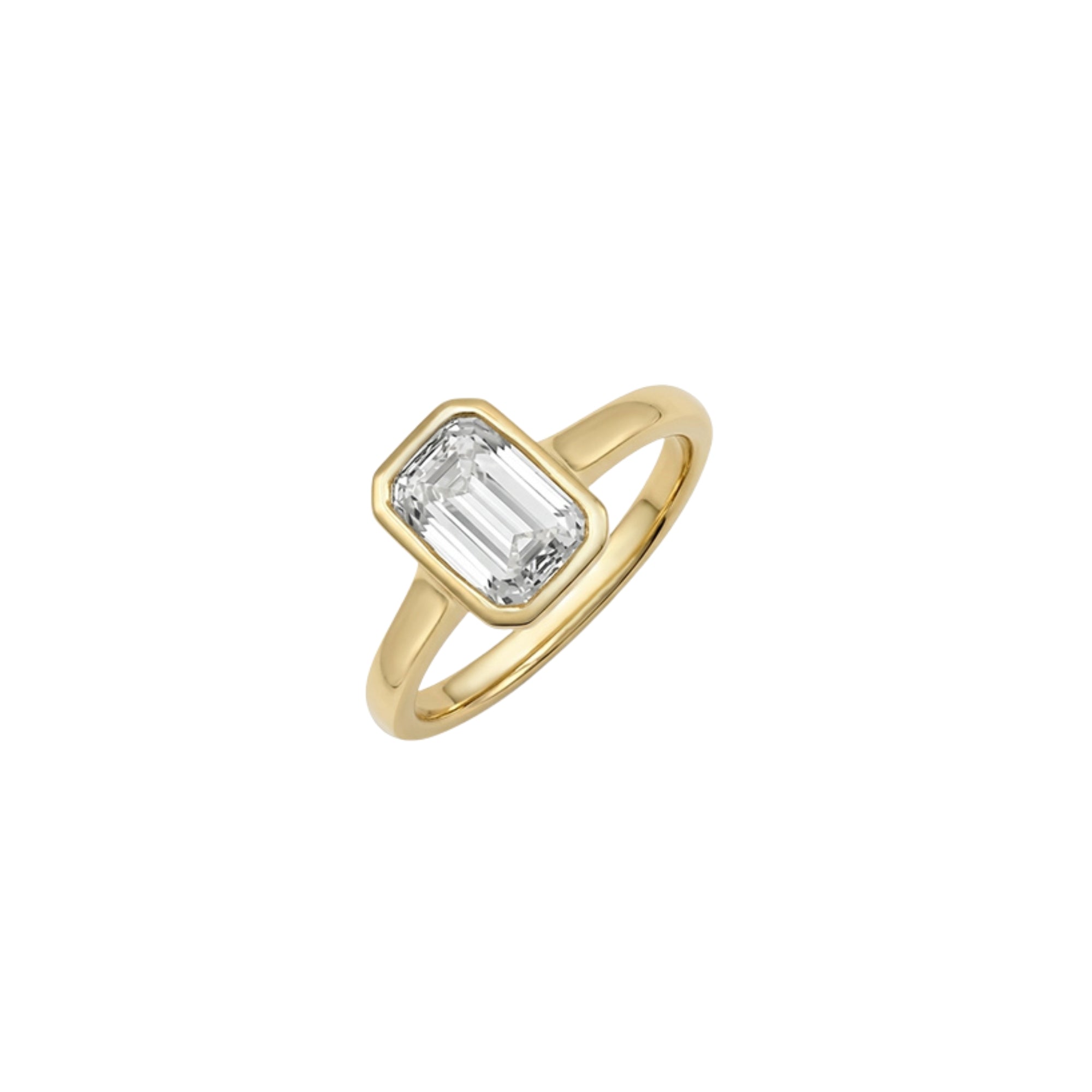 Emerald Cut Diamond Pinky Ring in 18K Yellow Gold