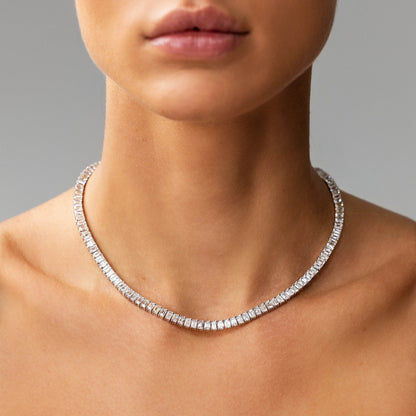 Emerald Cut Diamond Tennis Necklace Princess Jewelry Shop