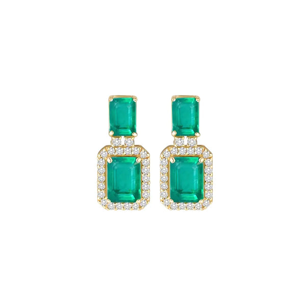   (ADD) EMERALD DIAMOND STUDS Princess Jewelry Shop