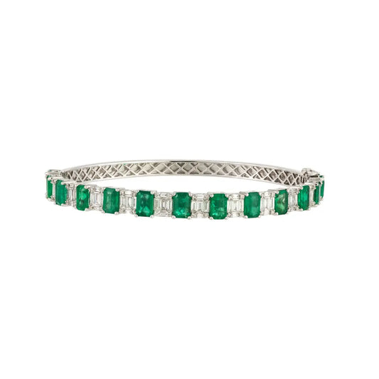 Emerald and Diamond Half Bangle Princess Jewelry Shop