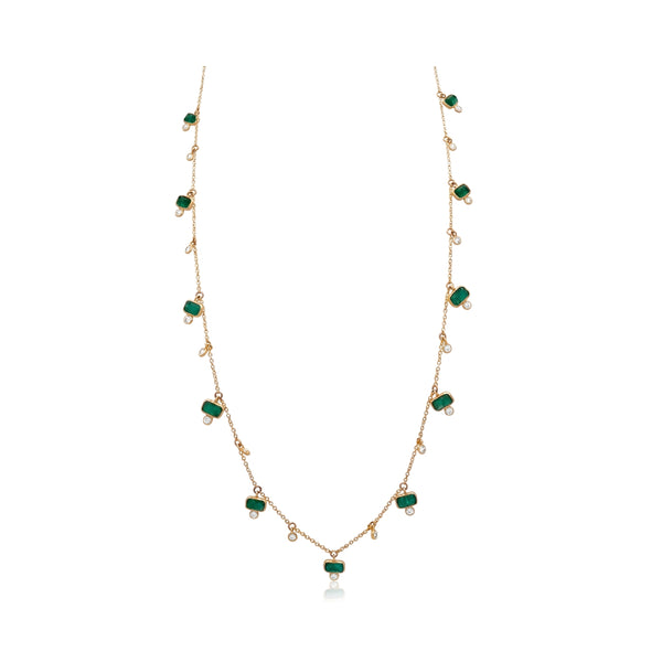 Emerald Diamond Necklace in Yellow Gold