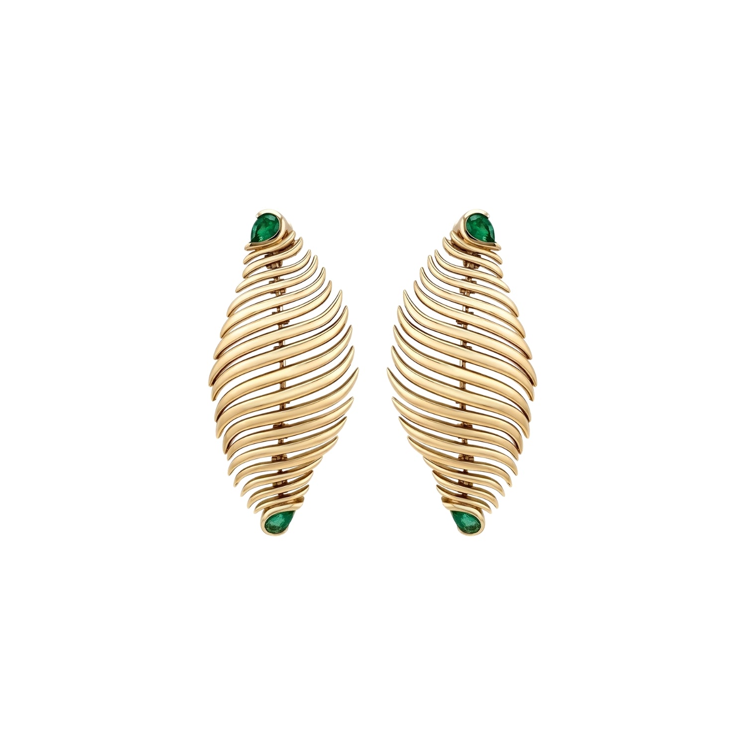 Emerald Long Leaf Earrings