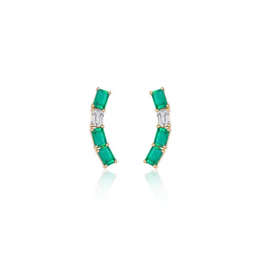 Emerald and Diamond Baguette Ear Crawler Princess Jewelry Shop