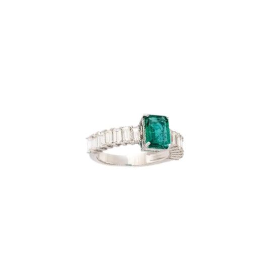 Emerald and Diamond Half Ring Princess Jewelry Shop