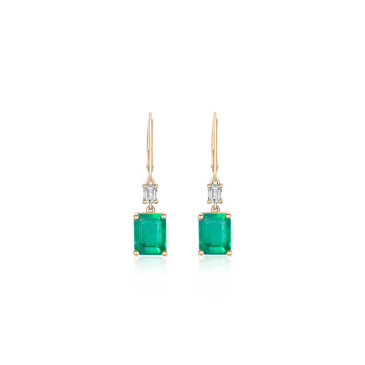 Emerald and Diamond Pendant Hoops Princess Jewelry Shop