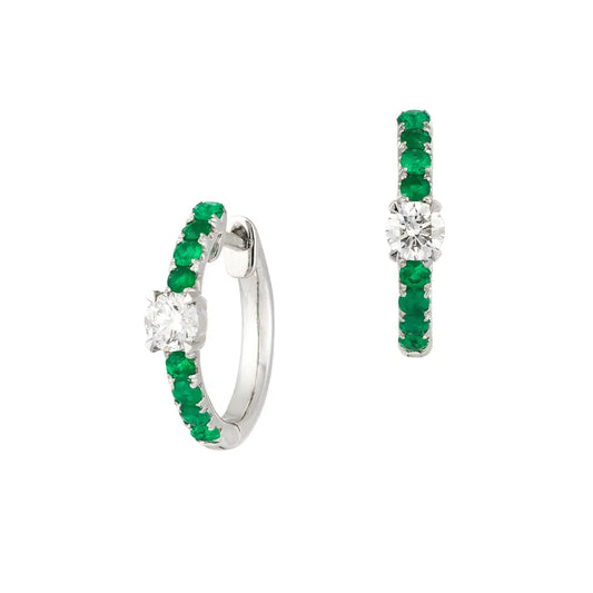 Emerald and Diamond Small Hoop Earrings Princess Jewelry Shop