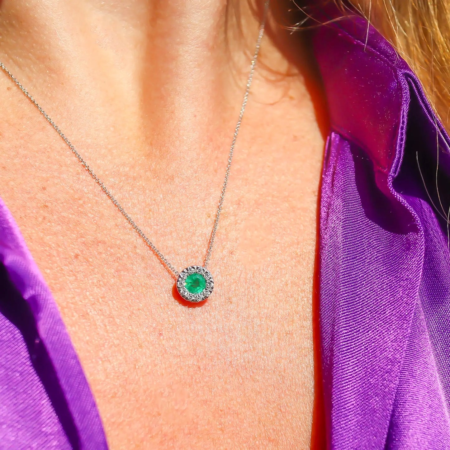Emerald and Diamond Stud Necklace Princess Jewelry Shop