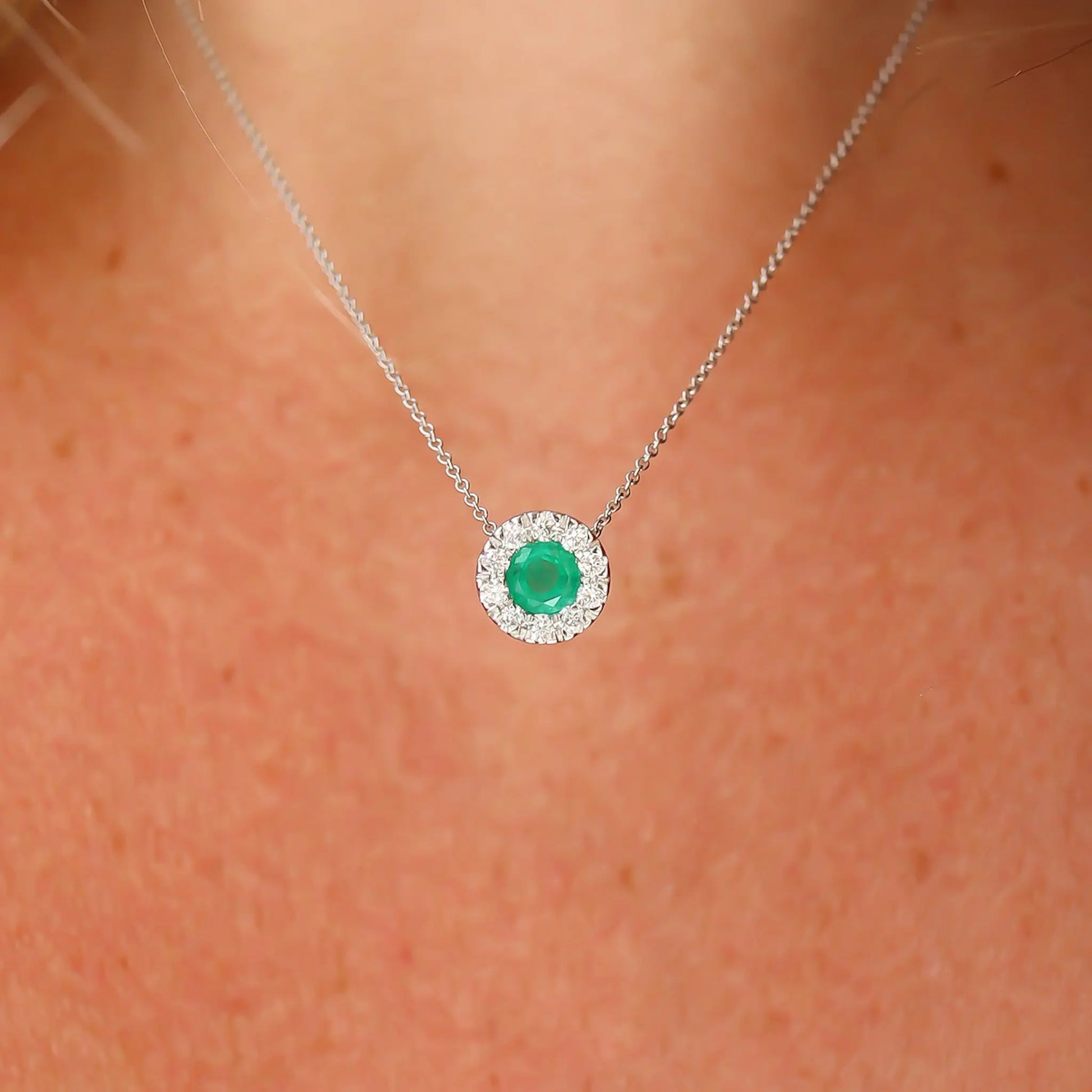 Emerald and Diamond Stud Necklace Princess Jewelry Shop
