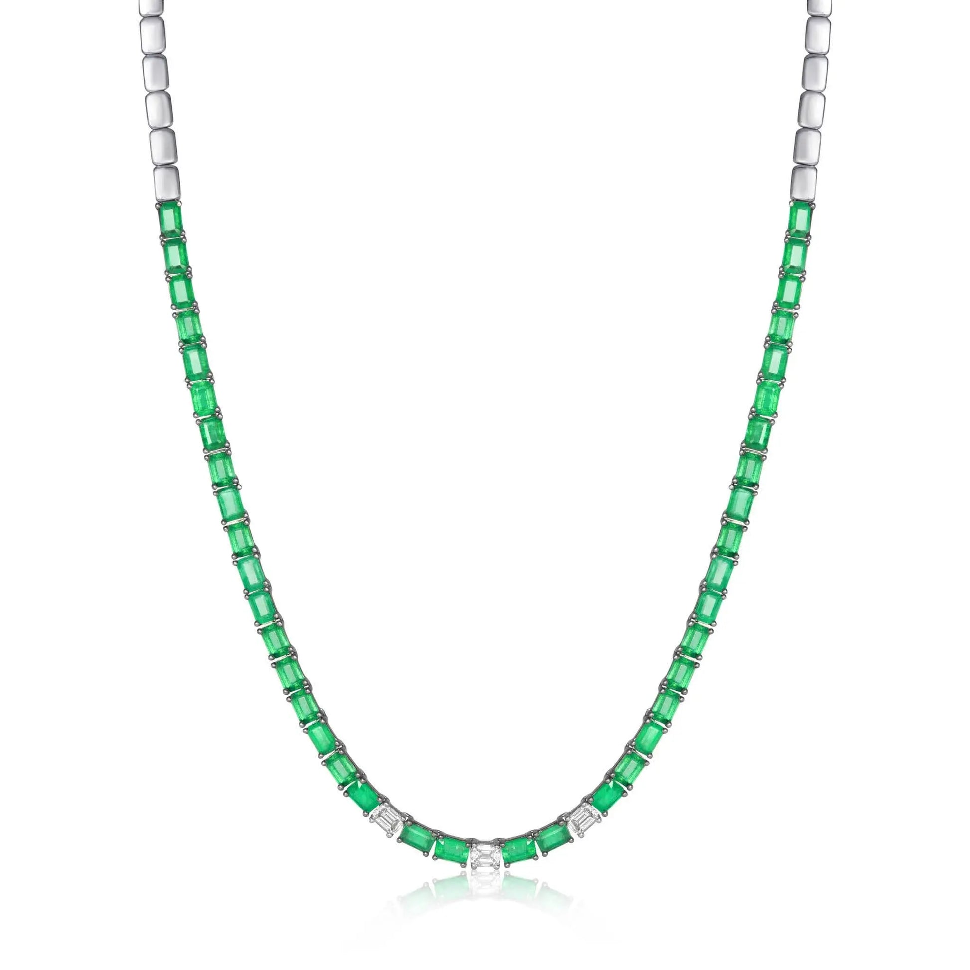 Emerald and Diamonds Half Necklace Princess Jewelry Shop