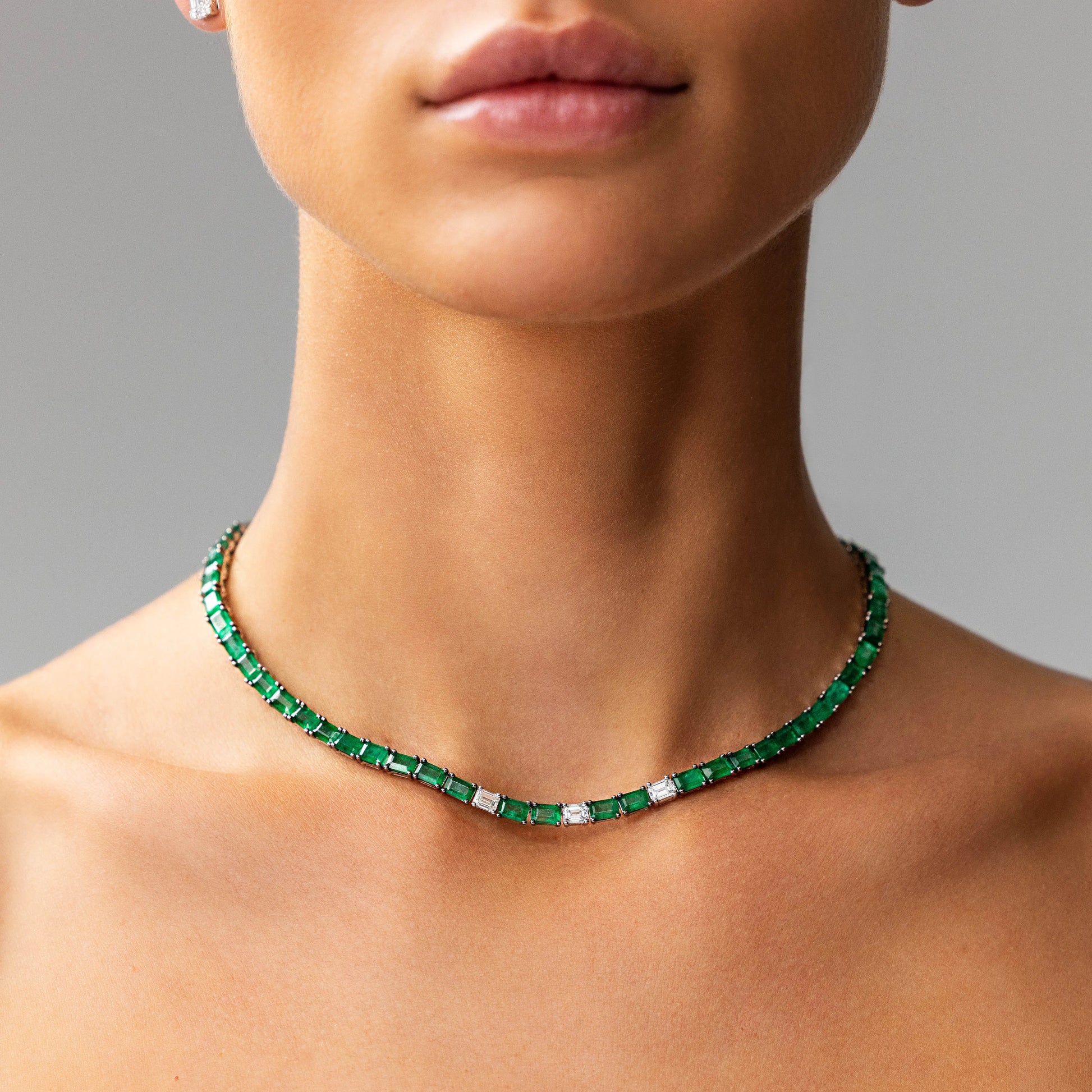 Emerald and Diamonds Half Necklace Princess Jewelry Shop