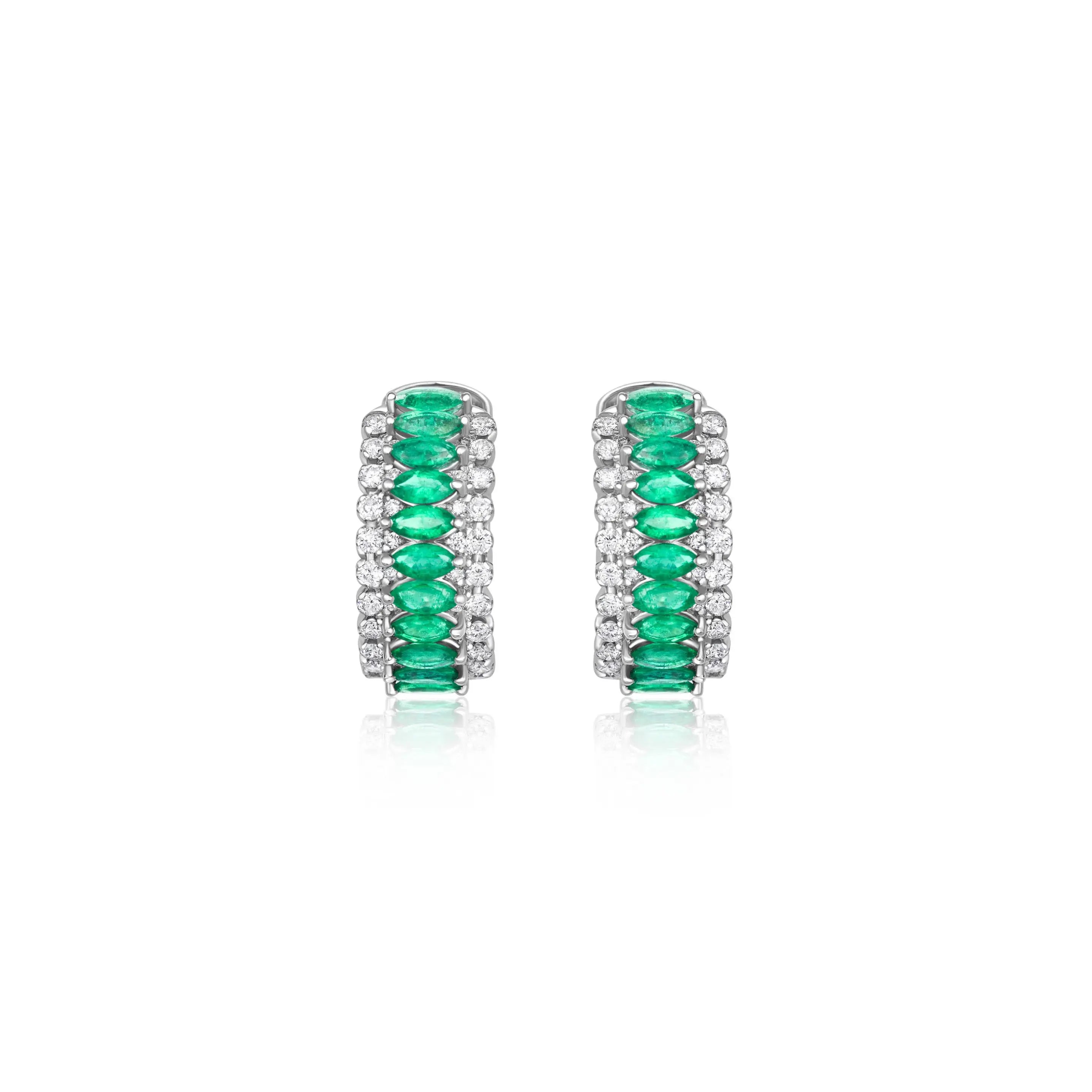 Emerald and Diamonds Hoops Princess Jewelry Shop