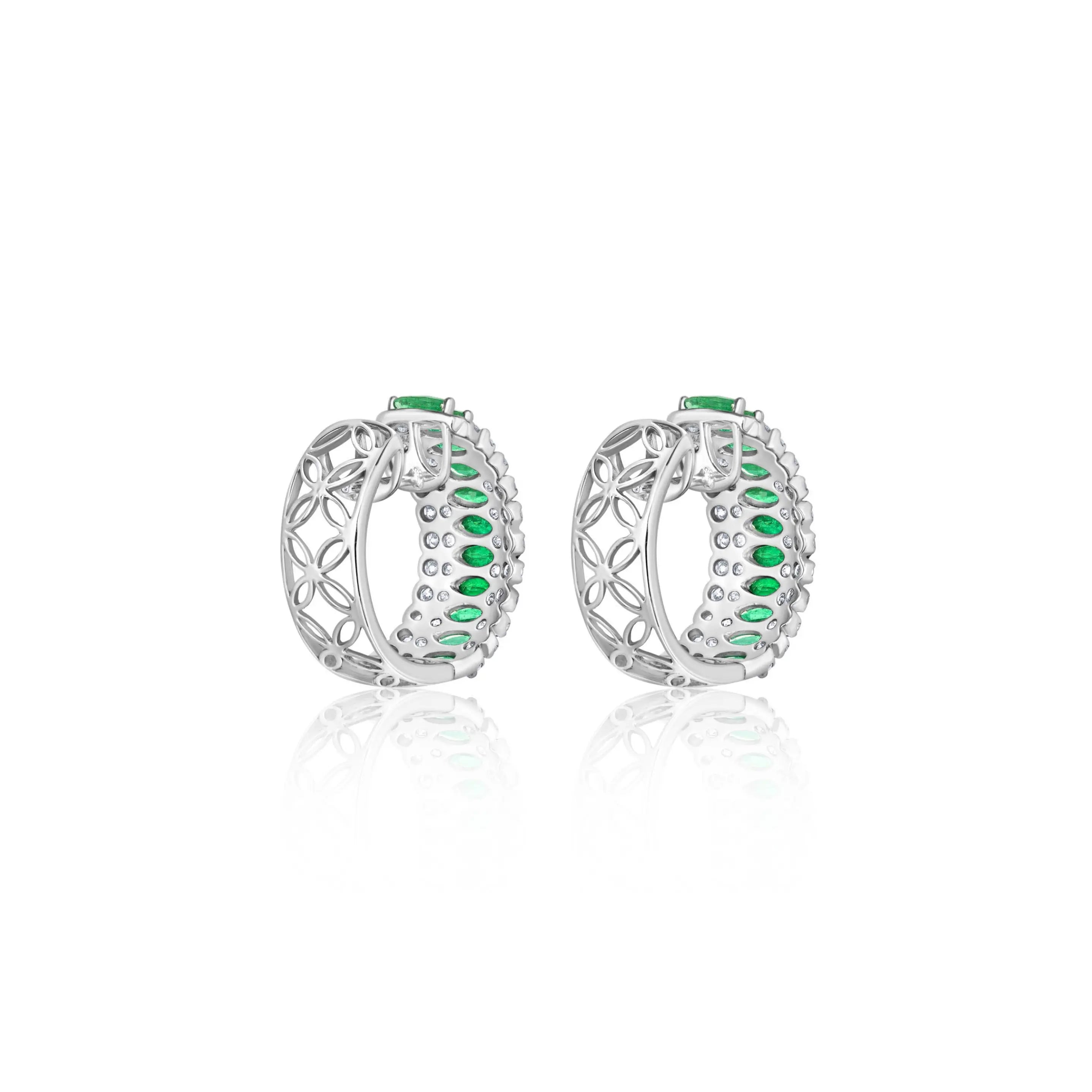 Emerald and Diamonds Hoops Princess Jewelry Shop