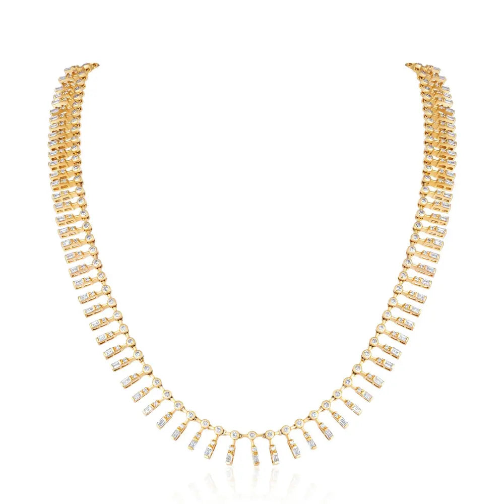 Floating Diamond Bezel Necklace in 14K Gold | JJ Jewelry Miami