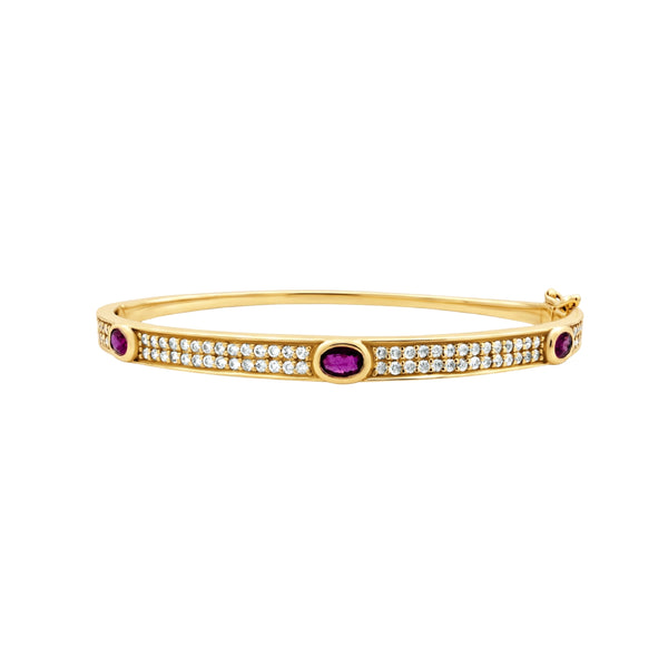 Gemstone and Diamond Pavé Bangle Bracelet